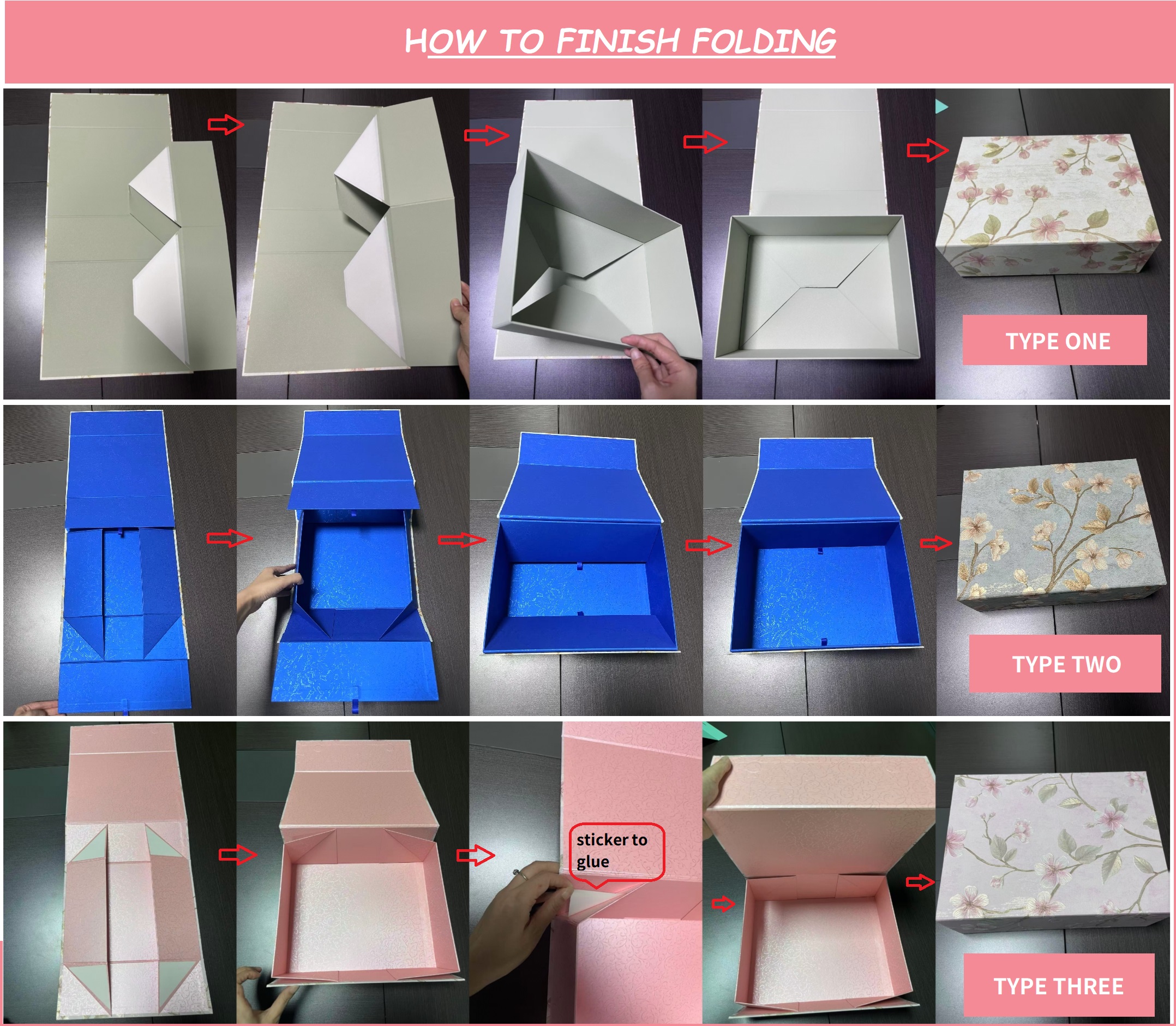 magnetic rigid gift boxes folded steps