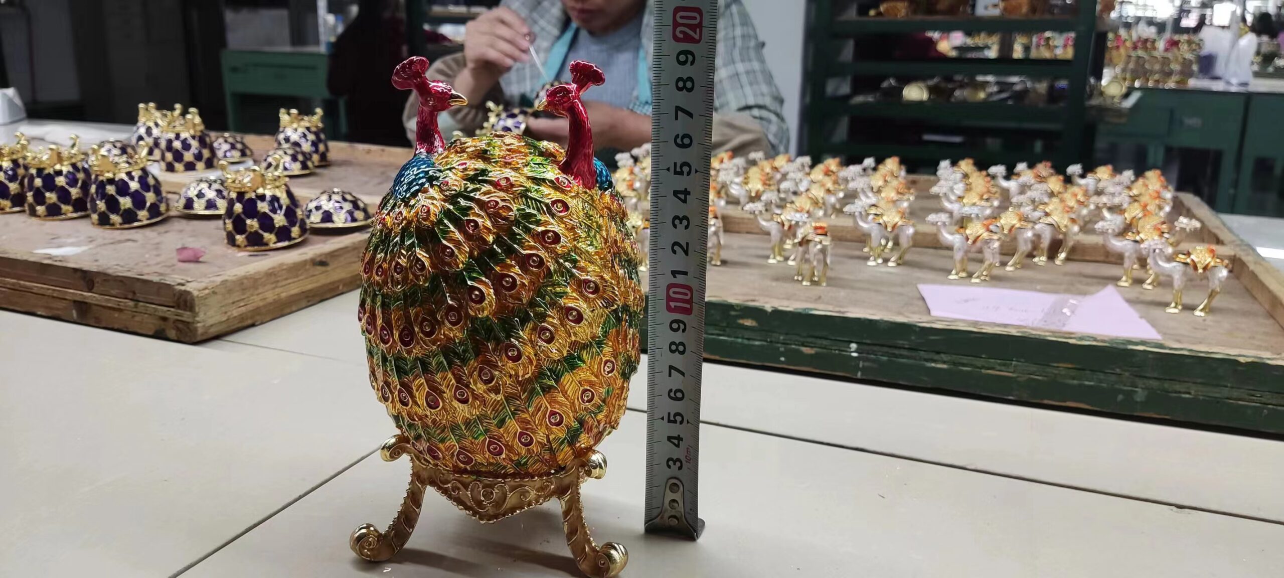 zinc alloy enamel peacock eggs size