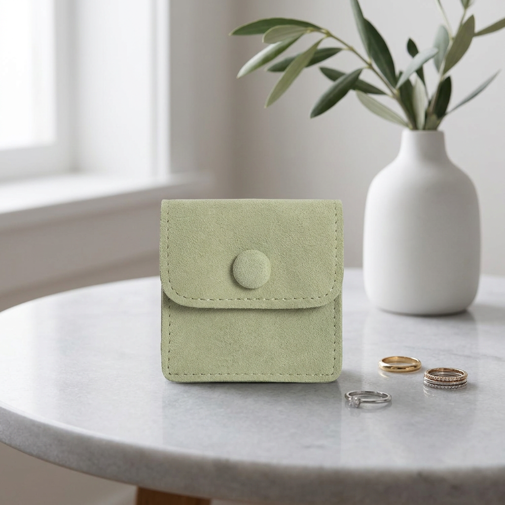 green envelope jewelry pouch