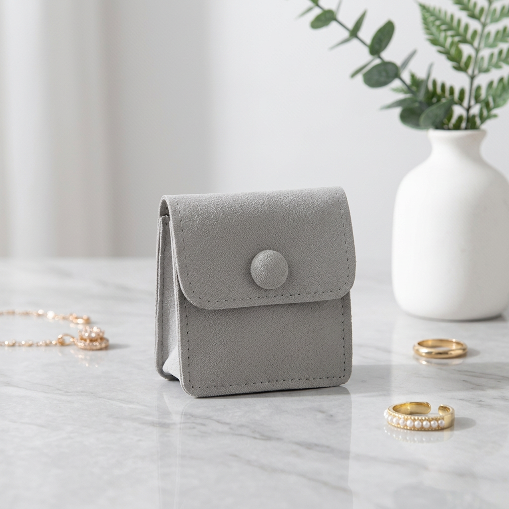 grey envelope jewelry pouch