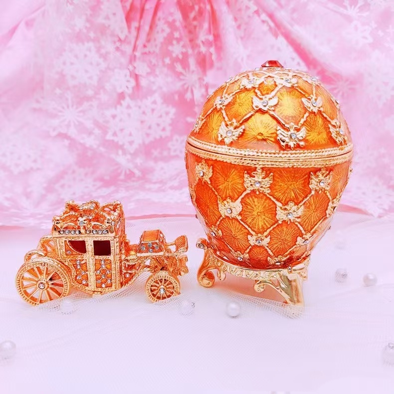orange wagon shape enamel eggs