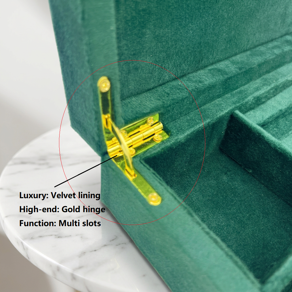 fabric-coated jewelry collection box details