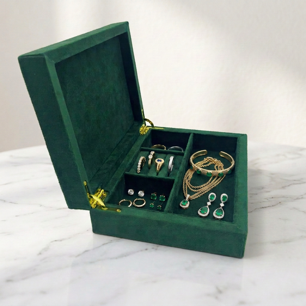 fabric-coated jewelry collection box side image