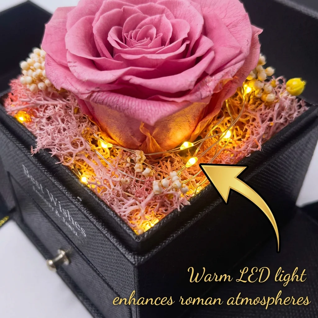 rose LED jewelry box detail