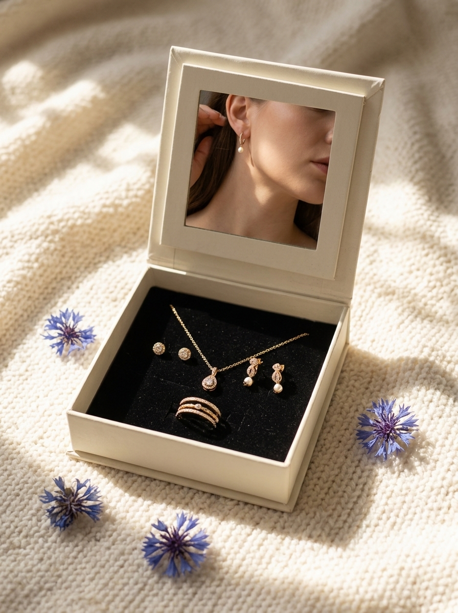 magnetic mirror jewelry box internal details