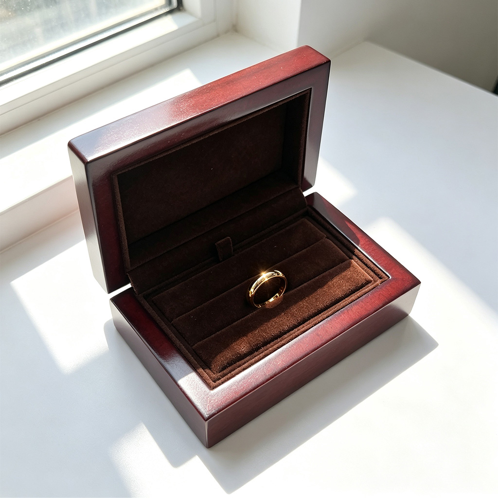 red high-gloss mirror jewelry box side view