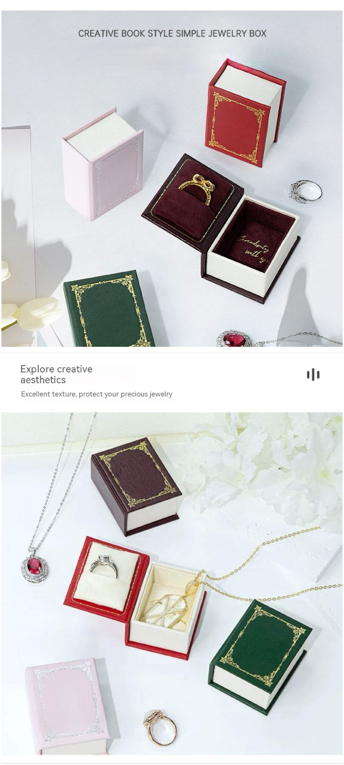 creative book style simple stock jewelry box