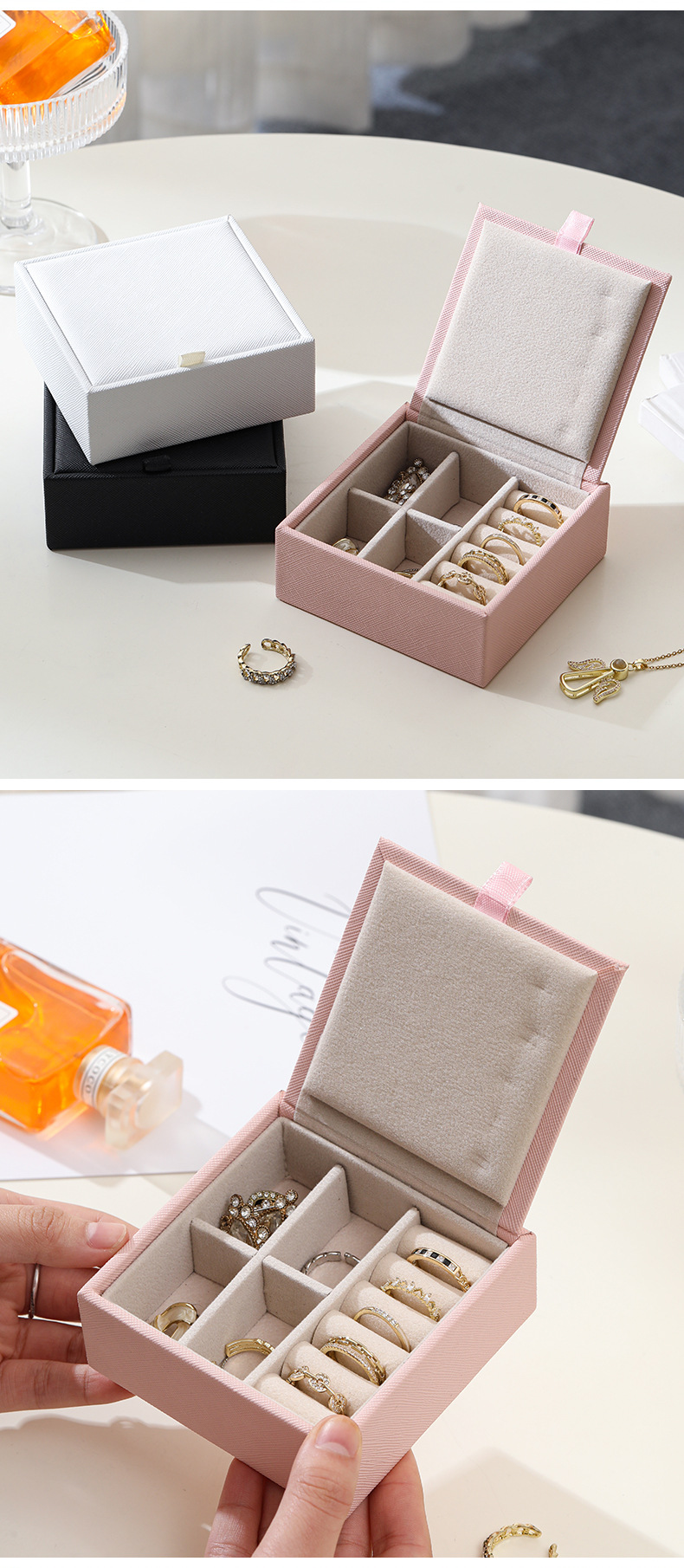 PU leather jewelry organizer internal presentation