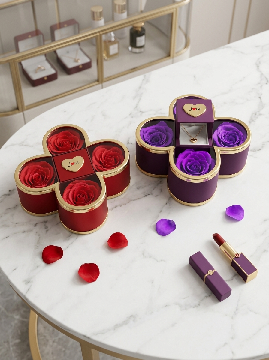 preserved-flower-four-leaf-jewelry-box
