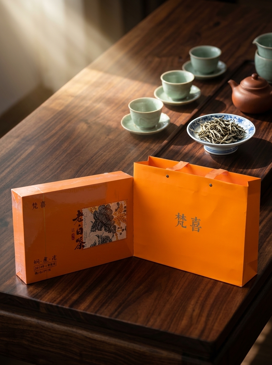 orange print paper gift bag