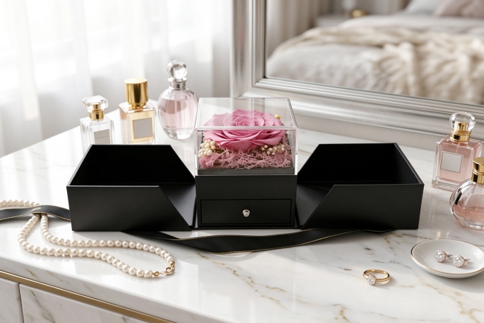 LED rose jewelry gift box cover image