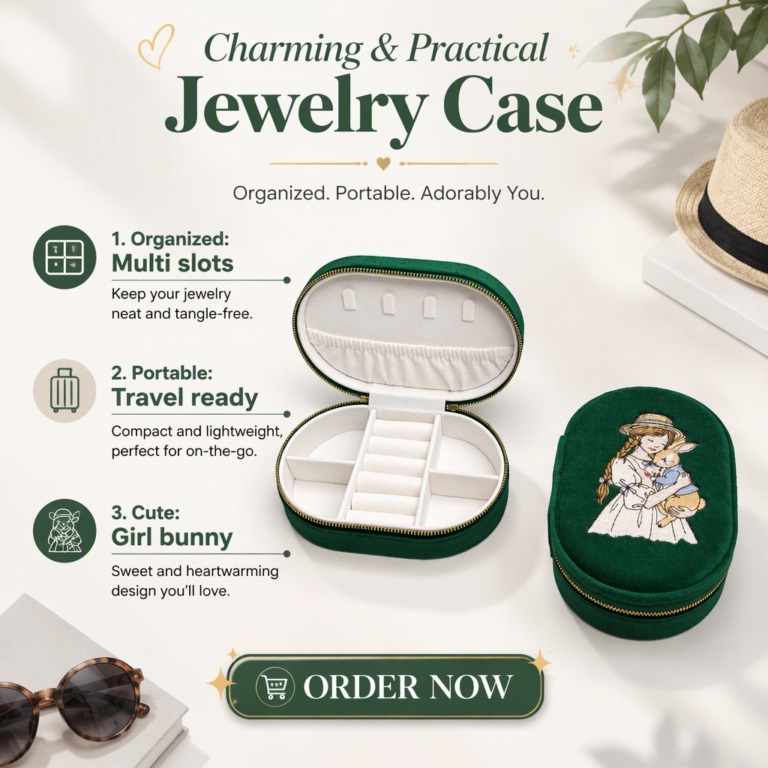 oval portable velvet embroidery jewelry organize