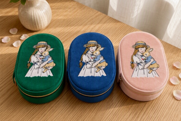 portable velvet embroidery jewelry organizer cover image